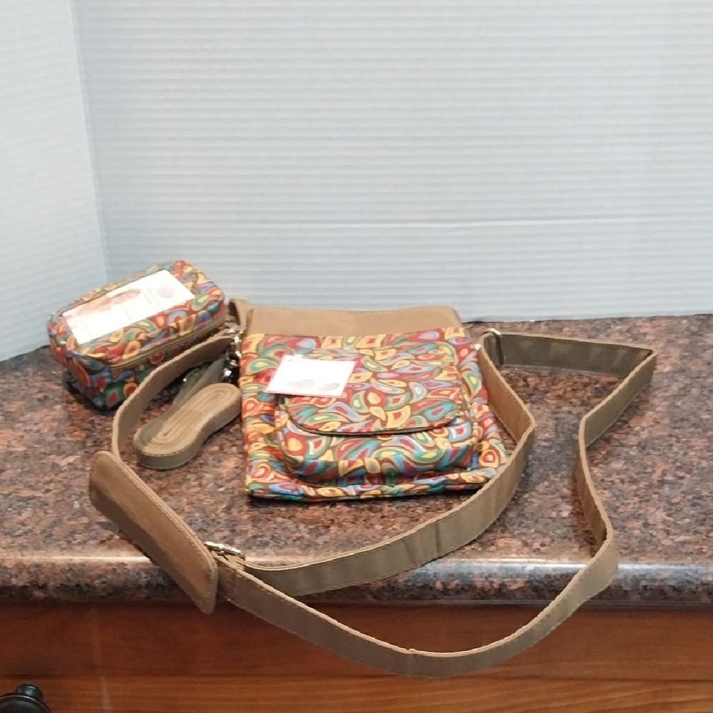 Vibrant Paisley Crossbody Bag and free wallet.